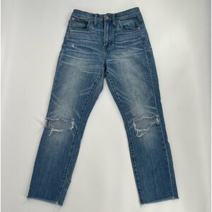 Madewell Distressed High Rise Slim Rough Hem Boy Jean Size 24 Women's